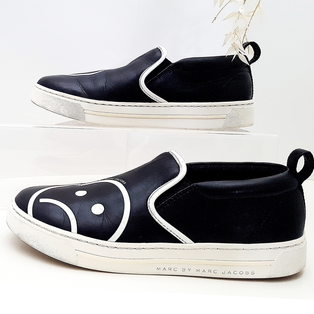 🍦90's Marc Jacobs🔥Sad Face☹ Broom Slio On Sneakers Shoes - Picture 4 of 7